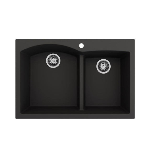 BOCCHI 1602-504-2019SS Dual Mount Granite Composite 33" 2 Bowl Kitchen Sink Kit