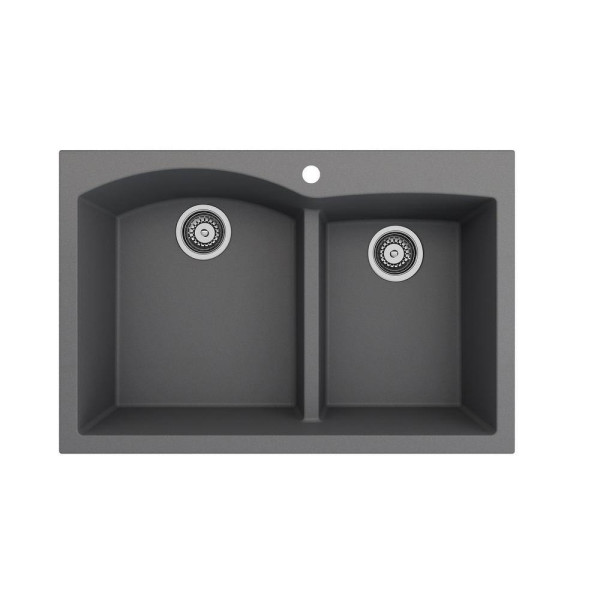 BOCCHI 1602-506-2019SS Dual Mount Granite Composite 33" 2 Bowl Kitchen Sink Kit