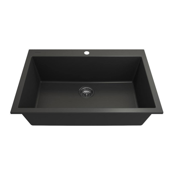 BOCCHI 1604-504-2019CH Dual Mount Granite Composite 33" 1 Bowl Kitchen Sink Kit