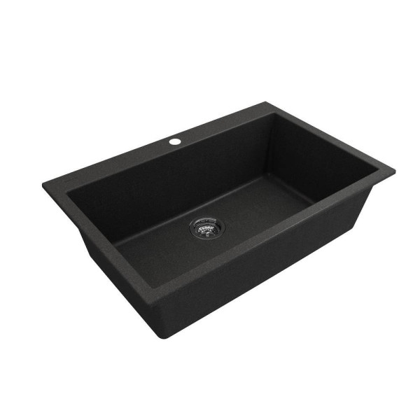 BOCCHI 1604-505-2019CH Dual Mount Granite Composite 33" 1 Bowl Kitchen Sink Kit