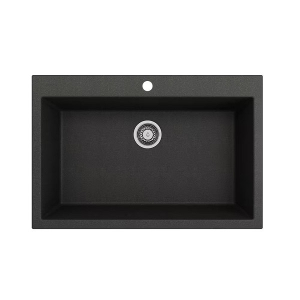 BOCCHI 1604-505-2019CH Dual Mount Granite Composite 33" 1 Bowl Kitchen Sink Kit