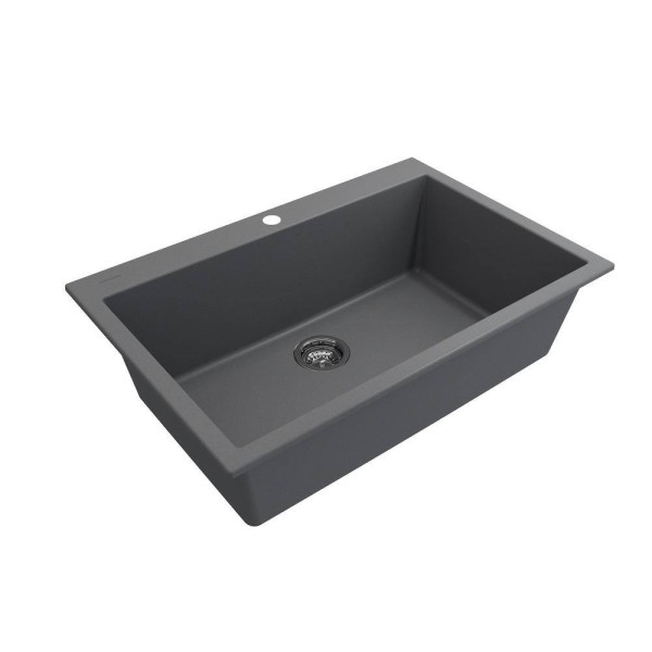BOCCHI 1604-506-2019SS Dual Mount Granite Composite 33" 1 Bowl Kitchen Sink Kit