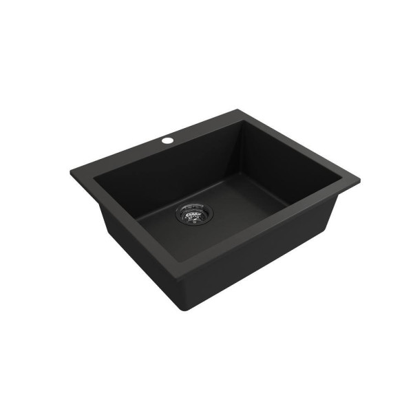 BOCCHI 1606-504-2020SS Dual Mount Granite Composite 24" 1 Bowl Kitchen Sink Kit