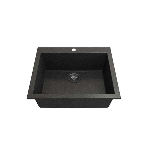 BOCCHI 1606-505-2020CH Dual Mount Granite Composite 24" 1 Bowl Kitchen Sink Kit