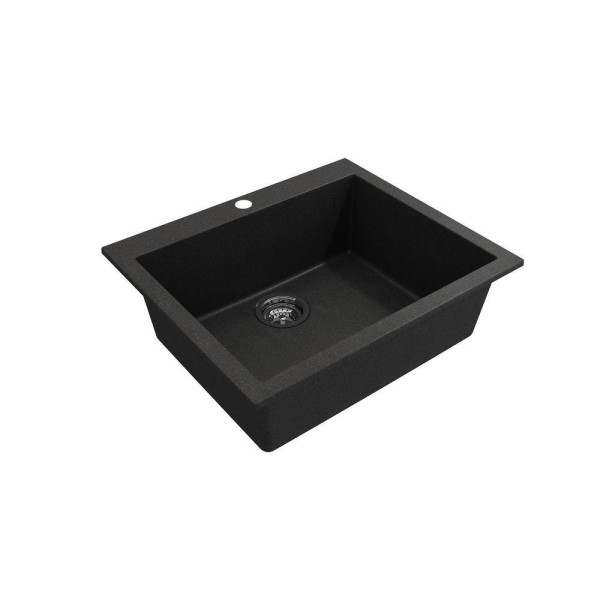 BOCCHI 1606-505-2020CH Dual Mount Granite Composite 24" 1 Bowl Kitchen Sink Kit