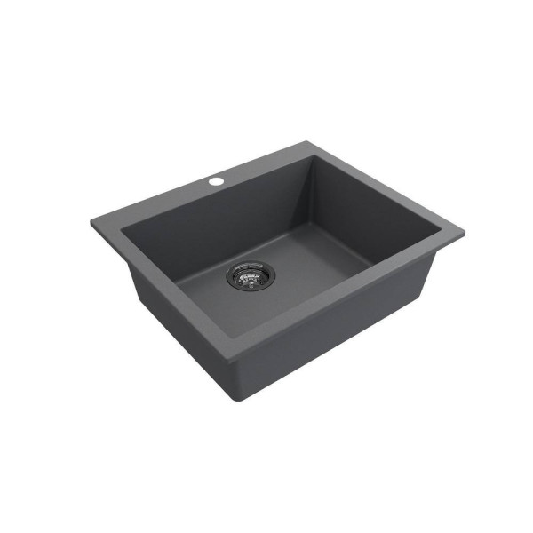 BOCCHI 1606-506-2020CH Dual Mount Granite Composite 24" 1 Bowl Kitchen Sink Kit