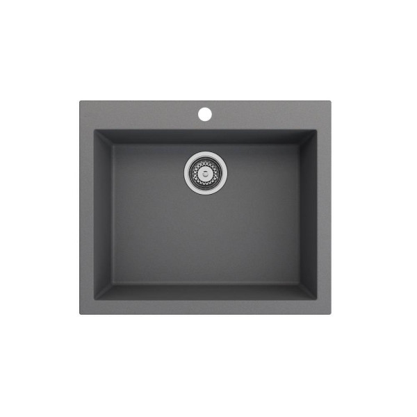 BOCCHI 1606-506-2020CH Dual Mount Granite Composite 24" 1 Bowl Kitchen Sink Kit
