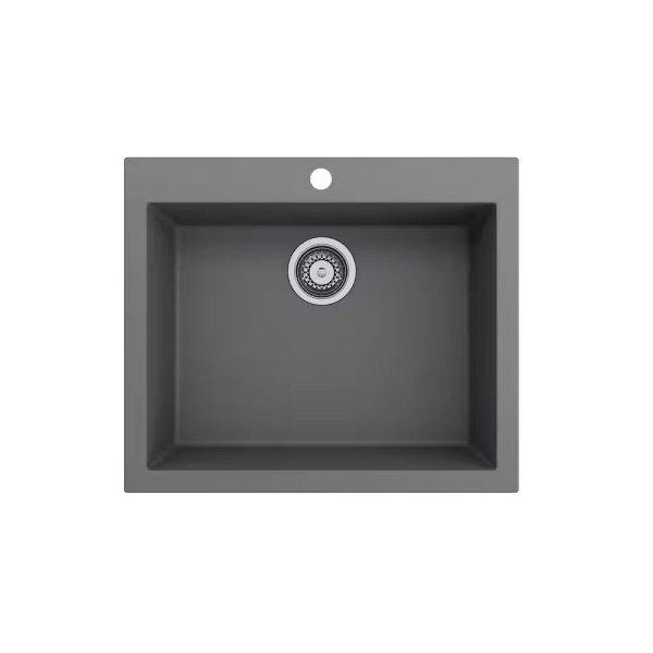 BOCCHI 1606-506-2020SS Dual Mount Granite Composite 24" 1 Bowl Kitchen Sink Kit