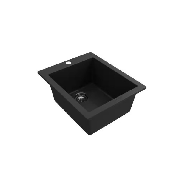 BOCCHI 1608-504-2024SS Dual Mount Granite Composite 16" Single Bowl Bar Sink Kit