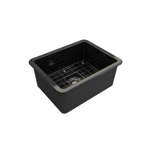 BOCCHI 1627-005-0120 Dual-Mount Fireclay 24 in. Bowl Kitchen Sink In Black