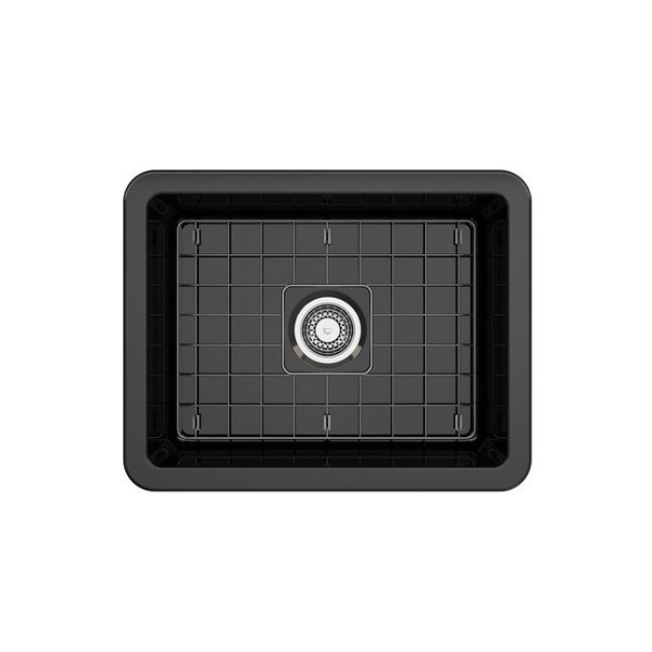 BOCCHI 1627-005-0120 Dual-Mount Fireclay 24 in. Bowl Kitchen Sink In Black