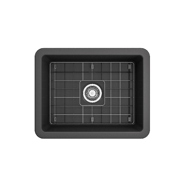 BOCCHI 1627-020-0120 Mount Fireclay 24 in. Bowl Kitchen Sink In Matte Dark Gray