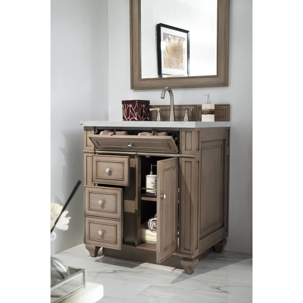 James Martin 157-V30-WW-3ENC Bristol 30" Single Vanity w/ Ethereal Noctis Quartz