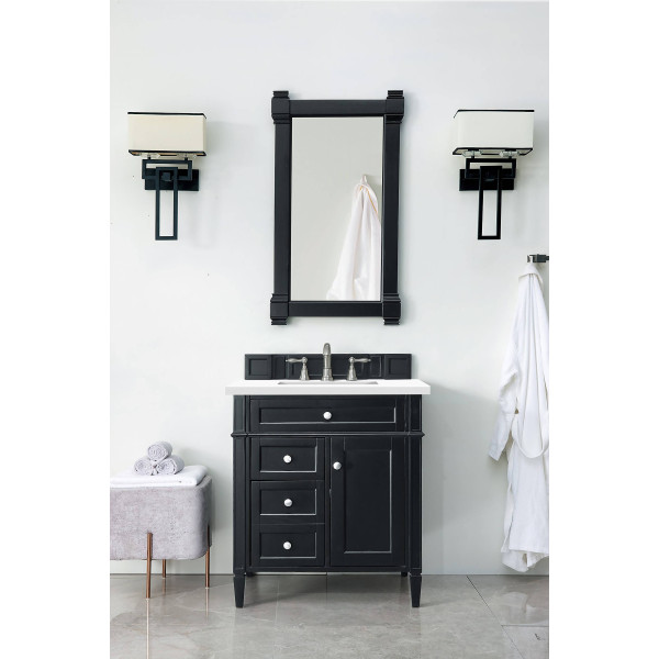 James Martin 650-V30-3WZ Single Vanity w/ White Zeus Quartz Top
