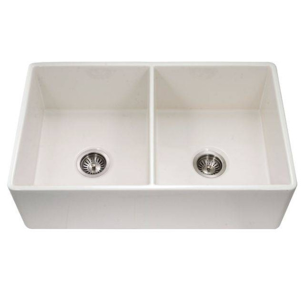 Houzer PTD-4400 Platus 33" Fireclay Undermount Double Bowl Kitchen Sink