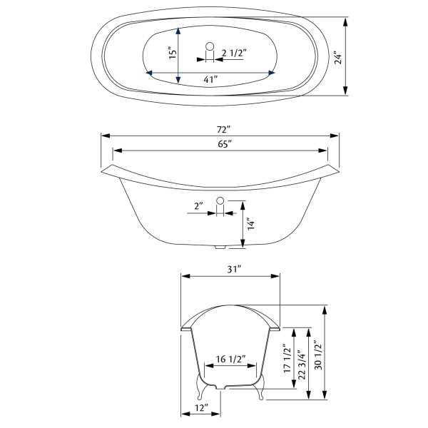 Cheviot 2114-BB-..-8 Regency Biscuit Cast Iron Tub with Lion Feet and Faucet Holes Drilled at 8"