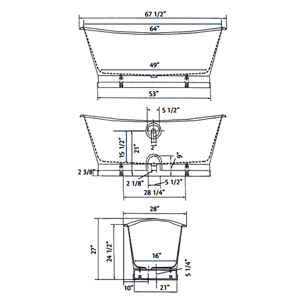 Cheviot 2124-WW Balmoral Freestanding Cast Iron Bathtub - White Exterior