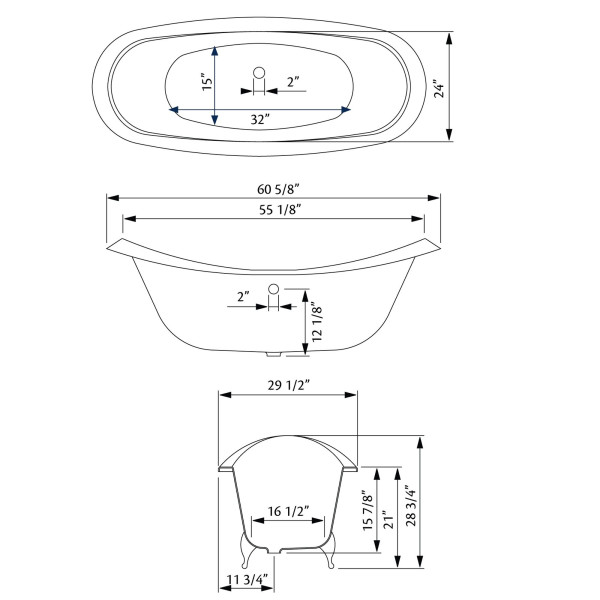 Cheviot 2150-BB-..-0 Regency Biscuit Cast Iron Bathtub with Lion Feet and Undrilled Flat Area