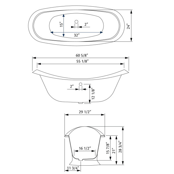Cheviot 2151-BB-6 Regency Cast Iron Bathtub with Pedestal Base and 6 Inch Drilling