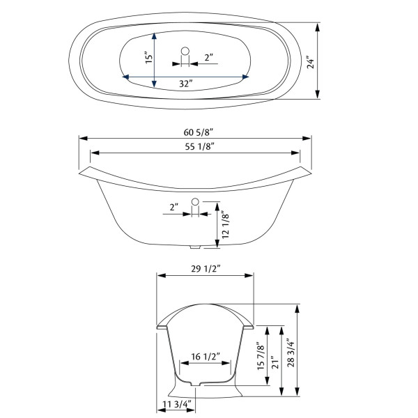 Cheviot 2151-BB-8 Regency Cast Iron Bathtub with Pedestal Base and 8 Inch Drilling