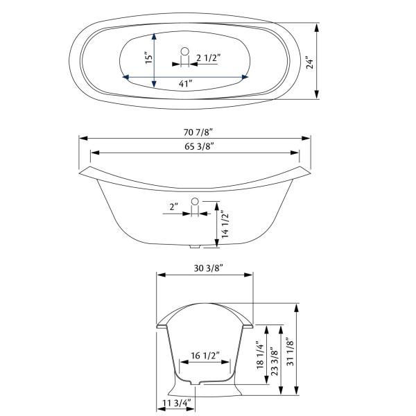 Cheviot 2153-BB-0 Regency Cast Iron Oval Bathtub in Biscuit with Pedestal Base