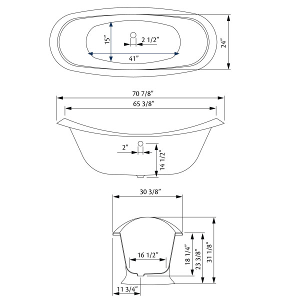 Cheviot 2153-BB-6 Cast Iron Pedestal Bathtub with Faucet Holes Drilled at 6 Inch