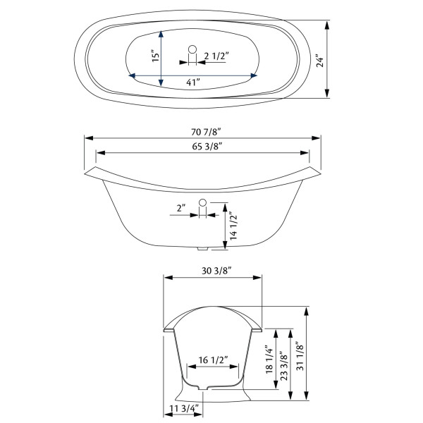 Cheviot 2153-BB-7 Cast Iron Pedestal Bathtub with Faucet Holes Drilled at 7 Inch
