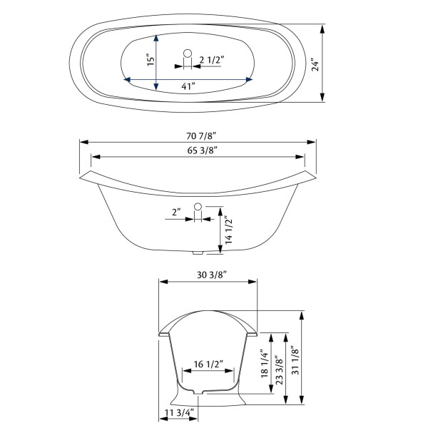 Cheviot 2153-BB-8 Cast Iron Pedestal Bathtub with Faucet Holes Drilled at 8 Inch