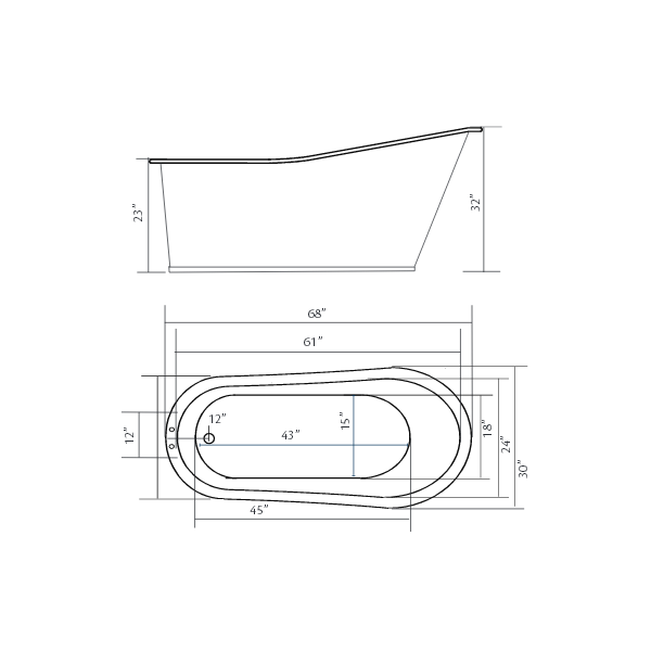 Cheviot 2158-WW-8 Bathtub with Flat Area For Faucet Holes - 8" Drilling