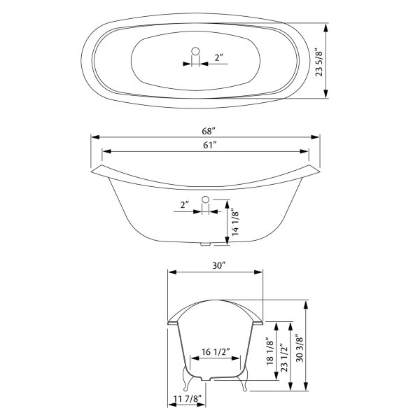 Cheviot 2167-BB-..-8 Regency Cast Iron Bathtub with Lion Feet and 8 Inch Drilling