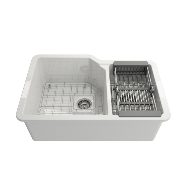 BOCCHI 2310 0006 Expandable Colander, Stainless Steel w/ Gray Handles