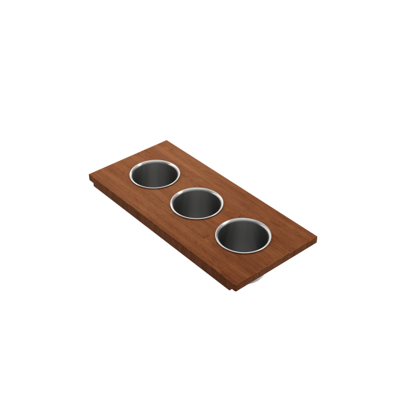 BOCCHI 2320 0011 Wood Board with 3 Round Stainless Steel Bowls