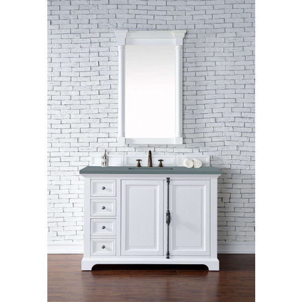James Martin 238-105-V48-BW-3 48" Single Vanity Cabinet Bright White Quartz Top
