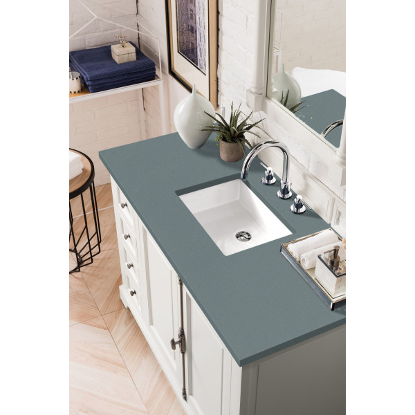 James Martin 238-105-V48-BW-3 48" Single Vanity Cabinet Bright White Quartz Top