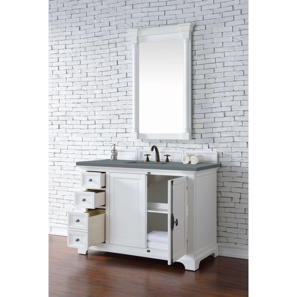 James Martin 238-105-V48-BW-3 48" Single Vanity Cabinet Bright White Quartz Top