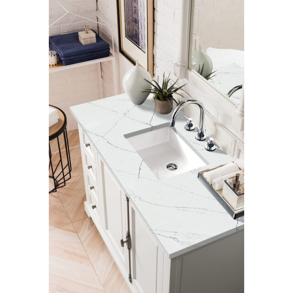 James Martin 238-105-V48-BW-3 48" Single Vanity Cabinet Bright White Quartz Top