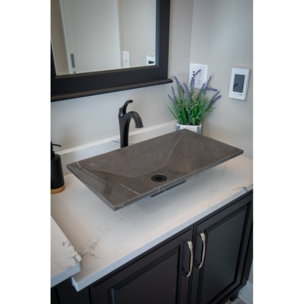 Eden Bath EB_S055PI-H Rectangular Infinity Pool Sink - Pietra Grey Marble