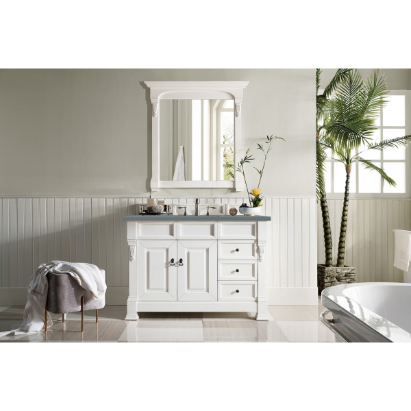 James Martin 147-V48-BW-3 Brookfield 48" Bright White Single Vanity Quartz Top