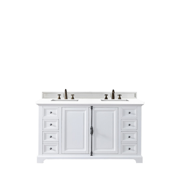James Martin 238-105-V60D-BW-3WZ Bright White Double Vanity w/ Quartz Top