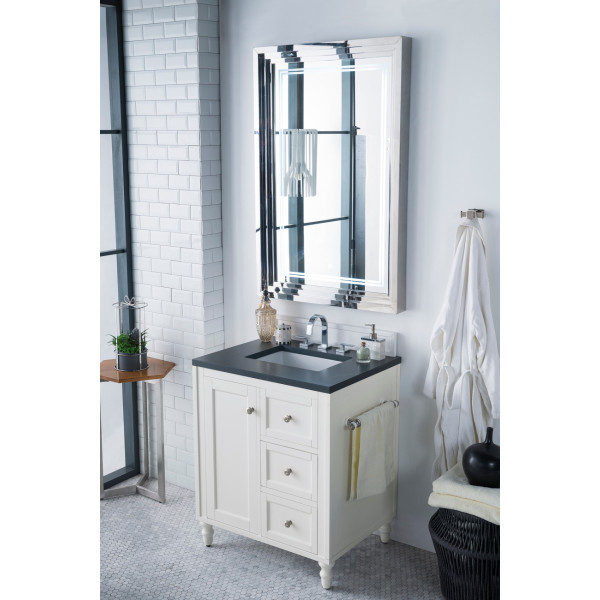 James Martin 301-V30-BW-3C 30" Single Vanity Bright White with 3 CM  Top