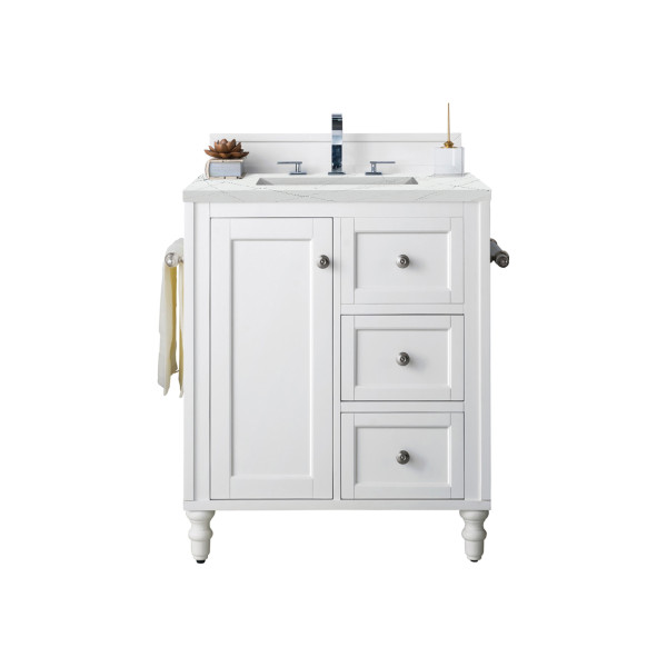 James Martin 301-V30-BW-3C 30" Single Vanity Bright White with 3 CM  Top