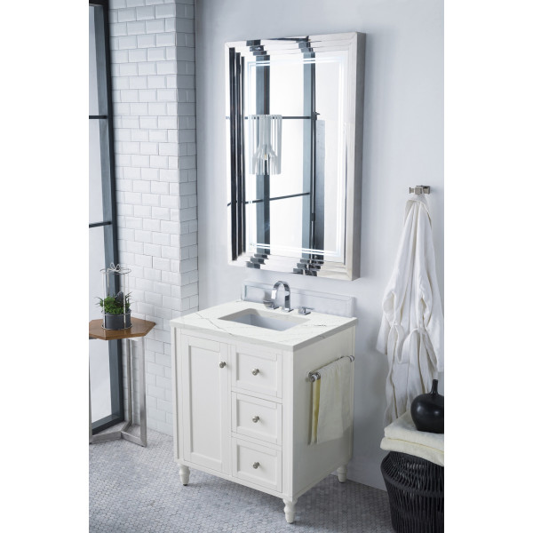 James Martin 301-V30-BW-3C 30" Single Vanity Bright White with 3 CM  Top