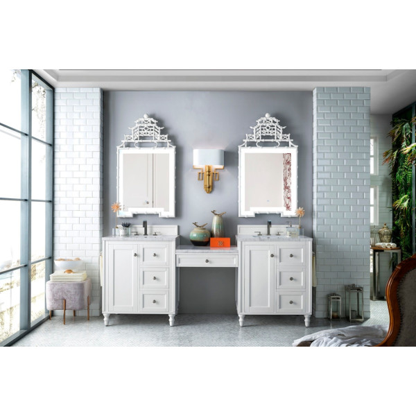 James Martin 301-V86-BW-DU-3AF 86" Bright White Double Vanity w/ Countertop