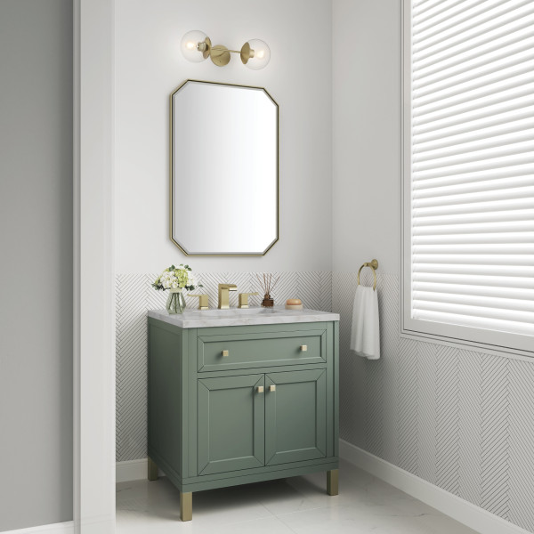 James Martin 305-V30-SC-3VSL Smokey Celadon Single Vanity Victorian Silver Top