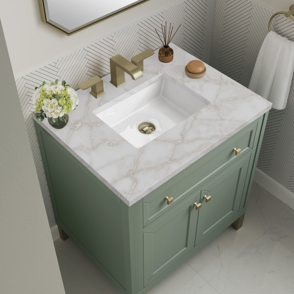 James Martin 305-V30-SC-3VSL Smokey Celadon Single Vanity Victorian Silver Top