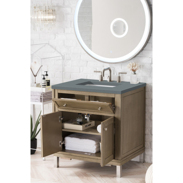 James Martin 305-V30-WWW-3C Chicago 30" Single Vanity - White Washed Walnut