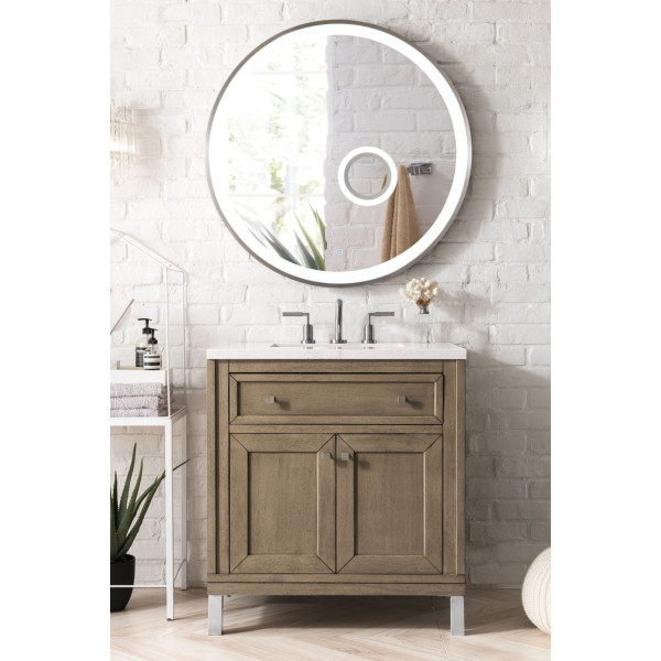 James Martin 305-V30-WWW3 Chicago 30" White Washed Walnut Vanity w/ Countertop