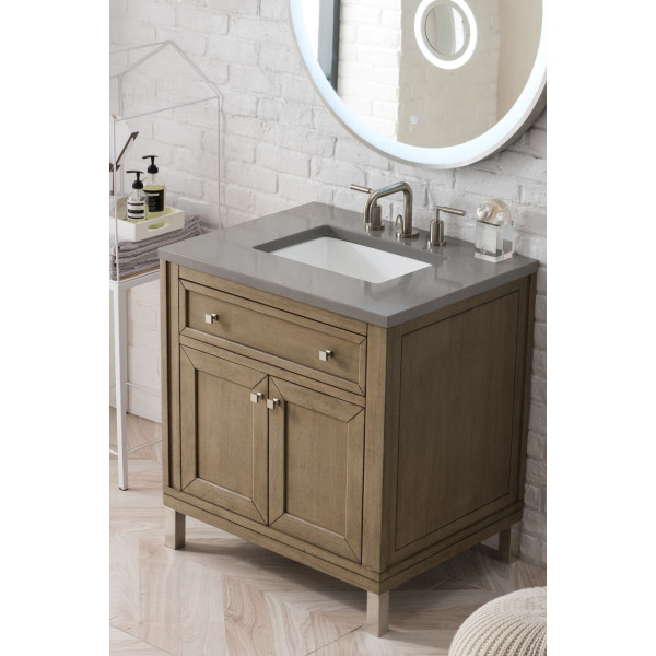 James Martin 305-V30-WWW3 Chicago 30" White Washed Walnut Vanity w/ Countertop
