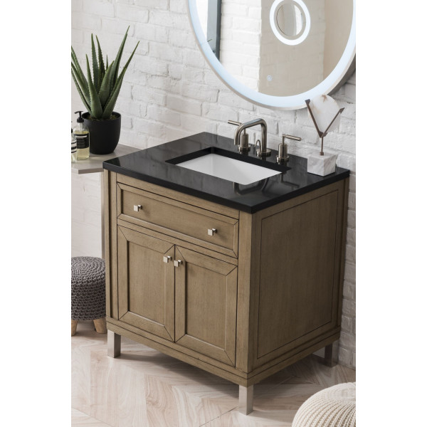 James Martin 305-V30-WWW3 Chicago 30" White Washed Walnut Vanity w/ Countertop