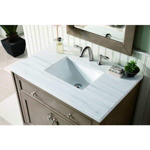 James Martin 305-V36-WWW-3 36" White Washed Walnut Single Vanity with Top